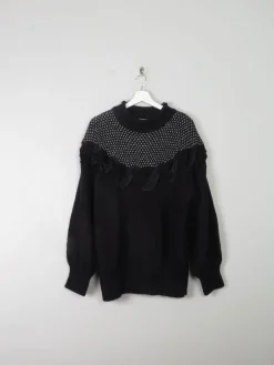 Women's Vintage Black Mohair & Lurex Jumper L/XL