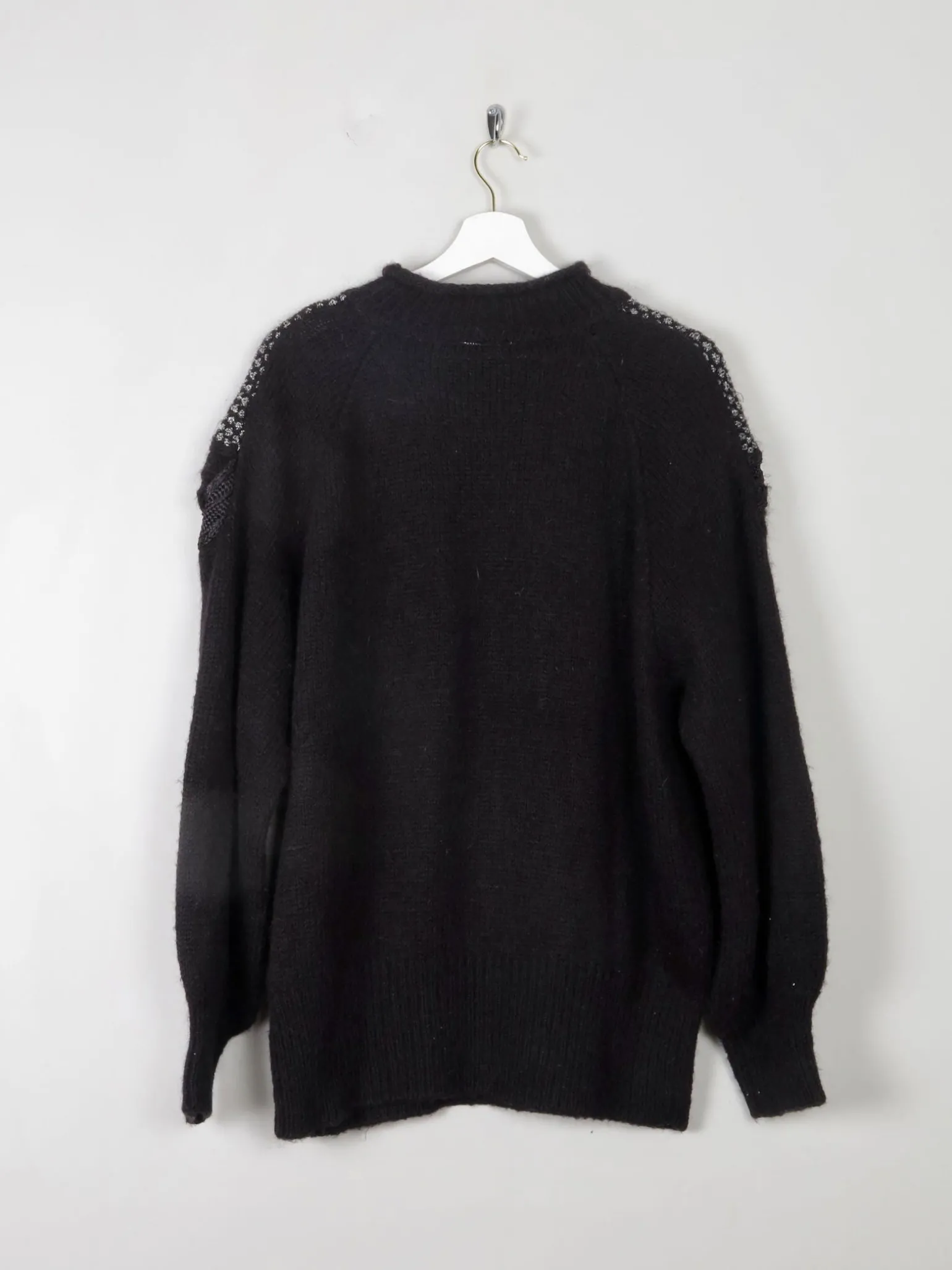 Women's Vintage Black Mohair & Lurex Jumper L/XL