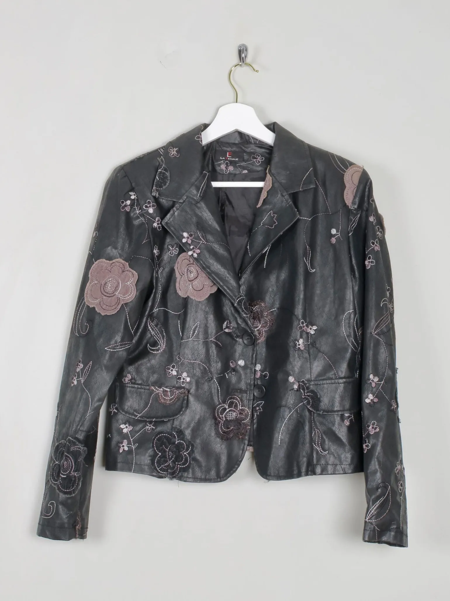 Women’s Vintage Black PU Leather Jacket M