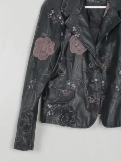 Women’s Vintage Black PU Leather Jacket M
