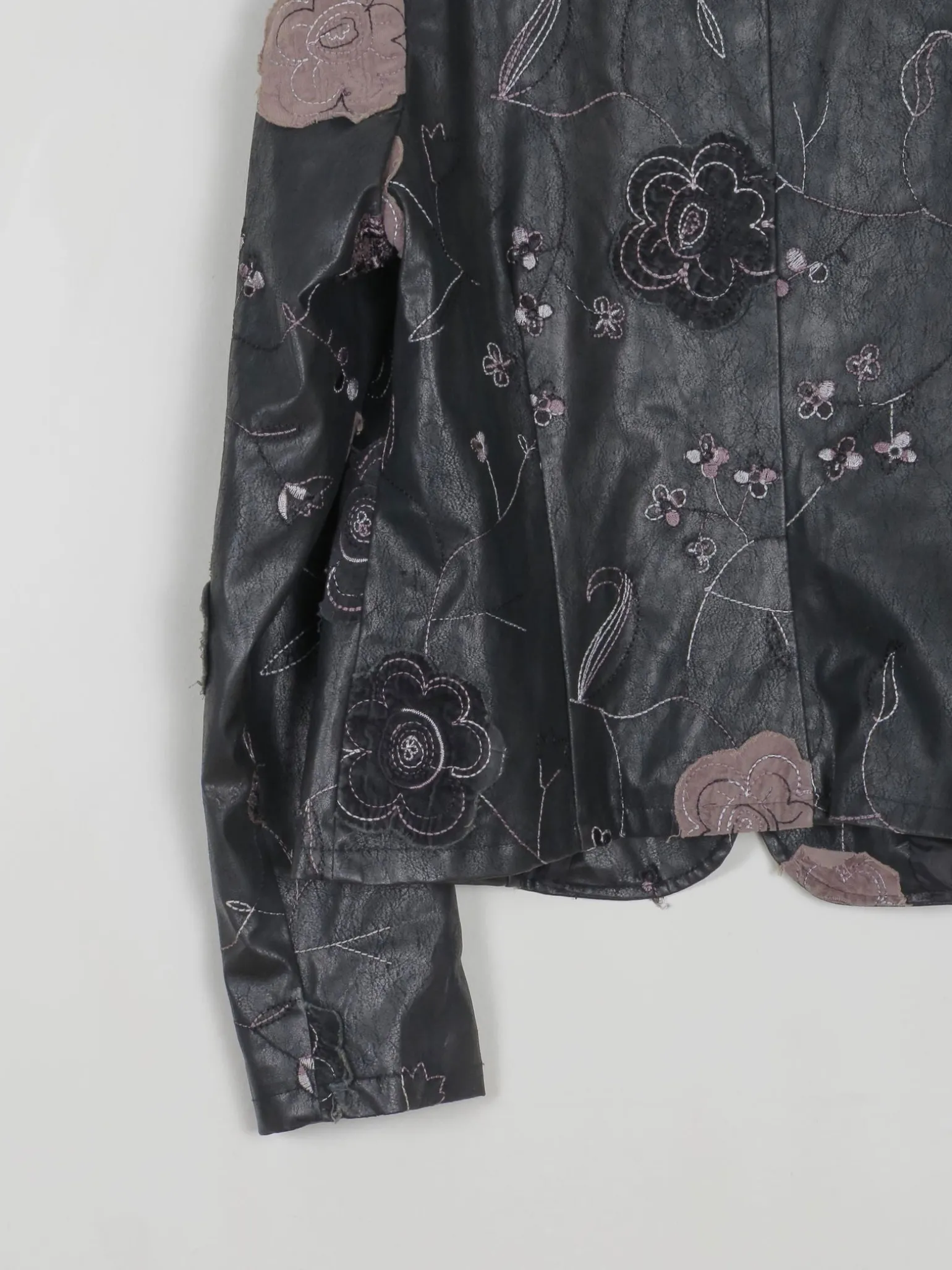 Women’s Vintage Black PU Leather Jacket M