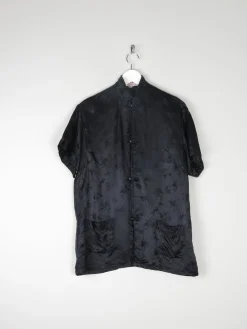 Women’s Vintage Black Silk Chinese Mandarin Top L