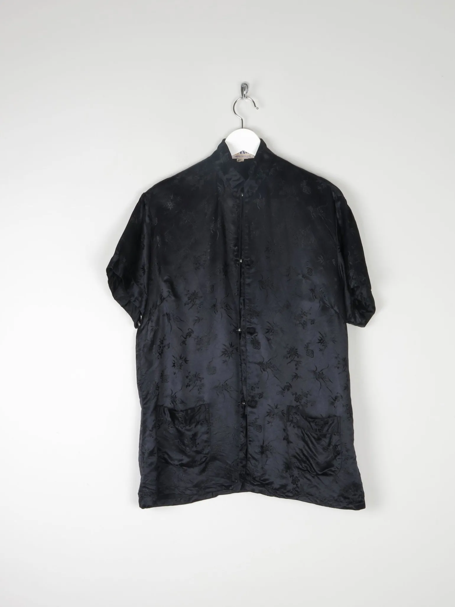 Women’s Vintage Black Silk Chinese Mandarin Top L