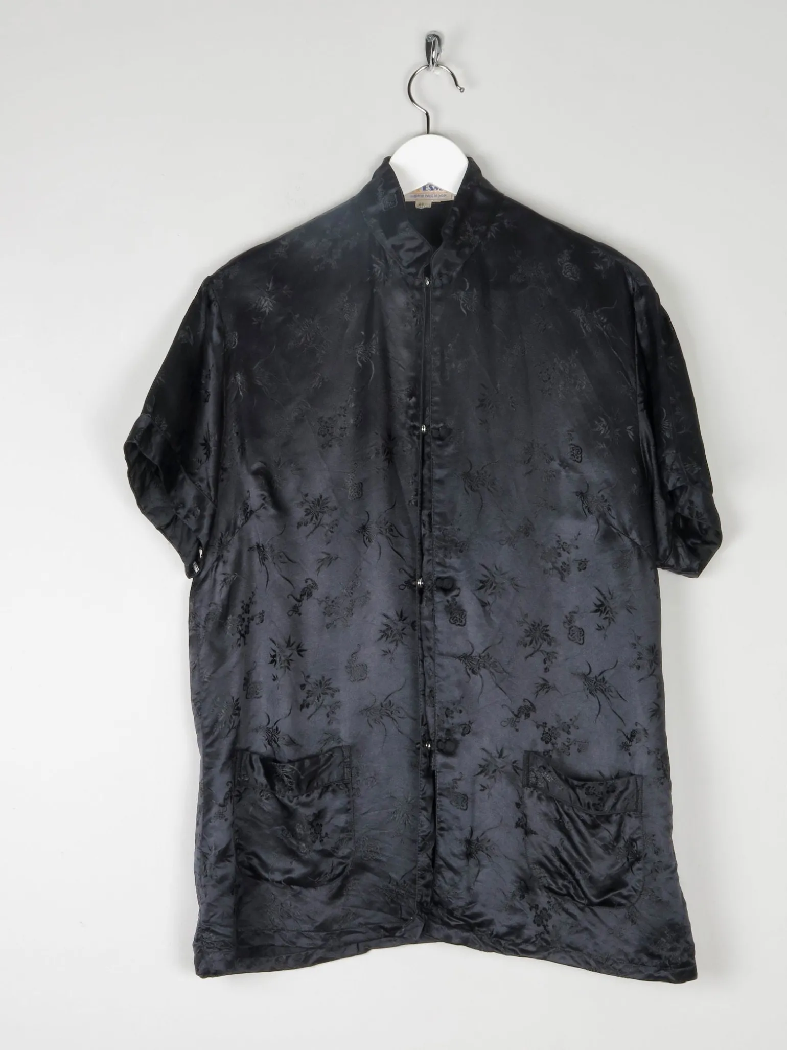 Women’s Vintage Black Silk Chinese Mandarin Top L