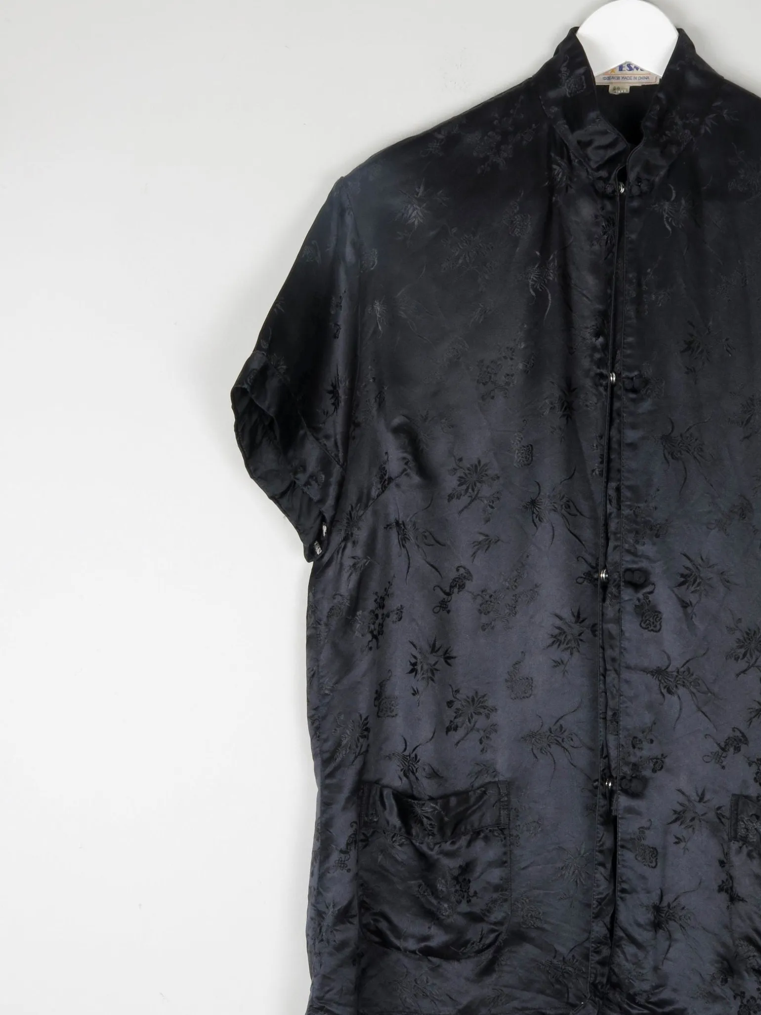 Women’s Vintage Black Silk Chinese Mandarin Top L