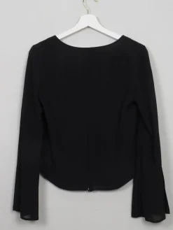 Women's Vintage Black Structured Blouse With Diamante