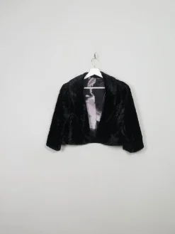 Women's Vintage Black Velvet Bolero Jacket M