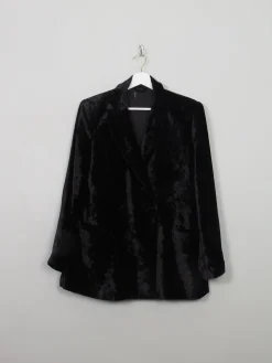 Women's Vintage Black Velvet Jacket L