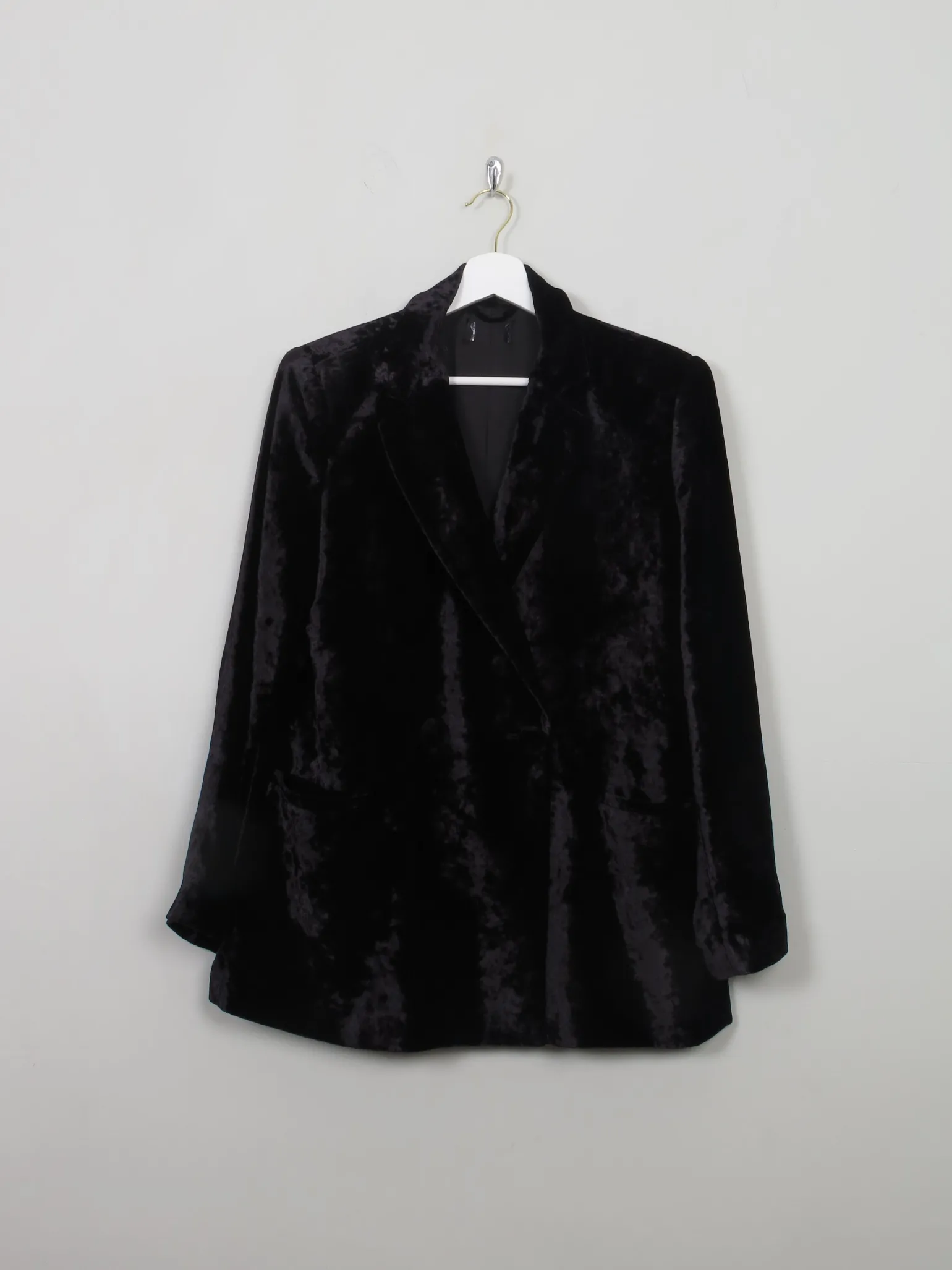 Women's Vintage Black Velvet Jacket L