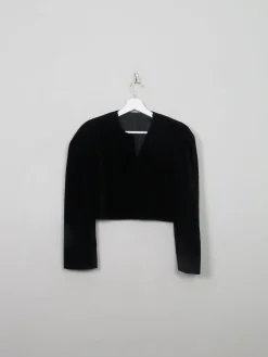 Women's Vintage Black Velvet Bolero Jacket S