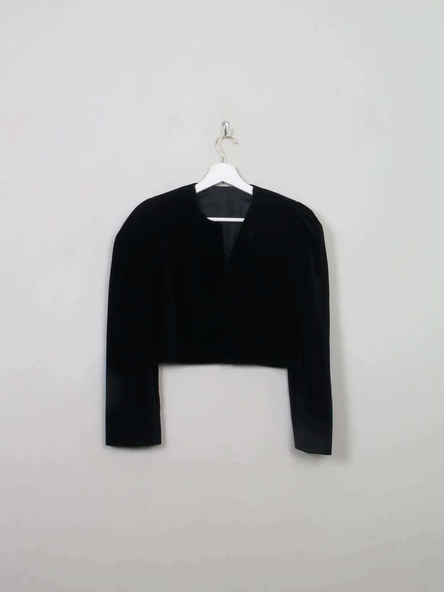 Women's Vintage Black Velvet Bolero Jacket S