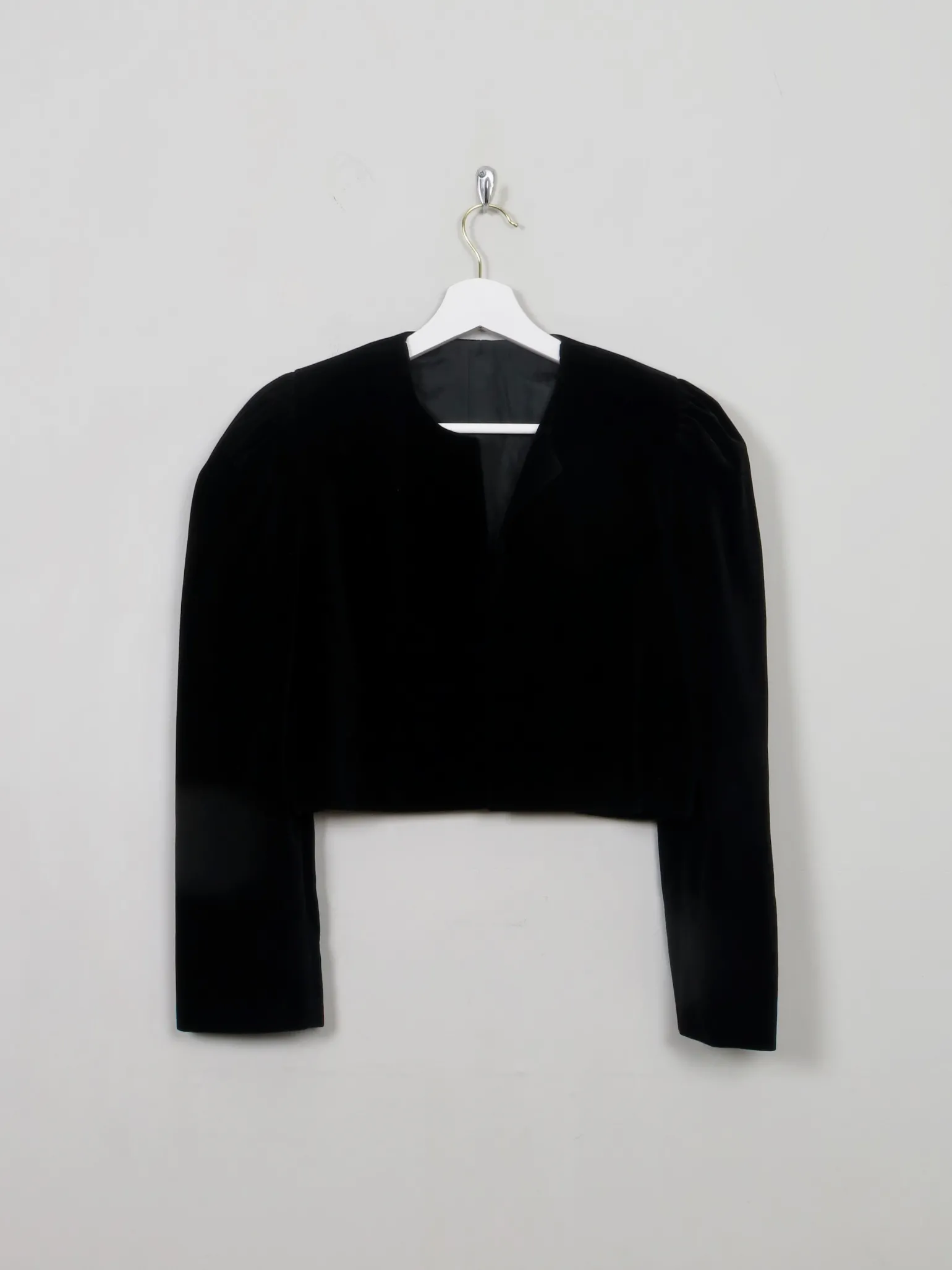 Women's Vintage Black Velvet Bolero Jacket S