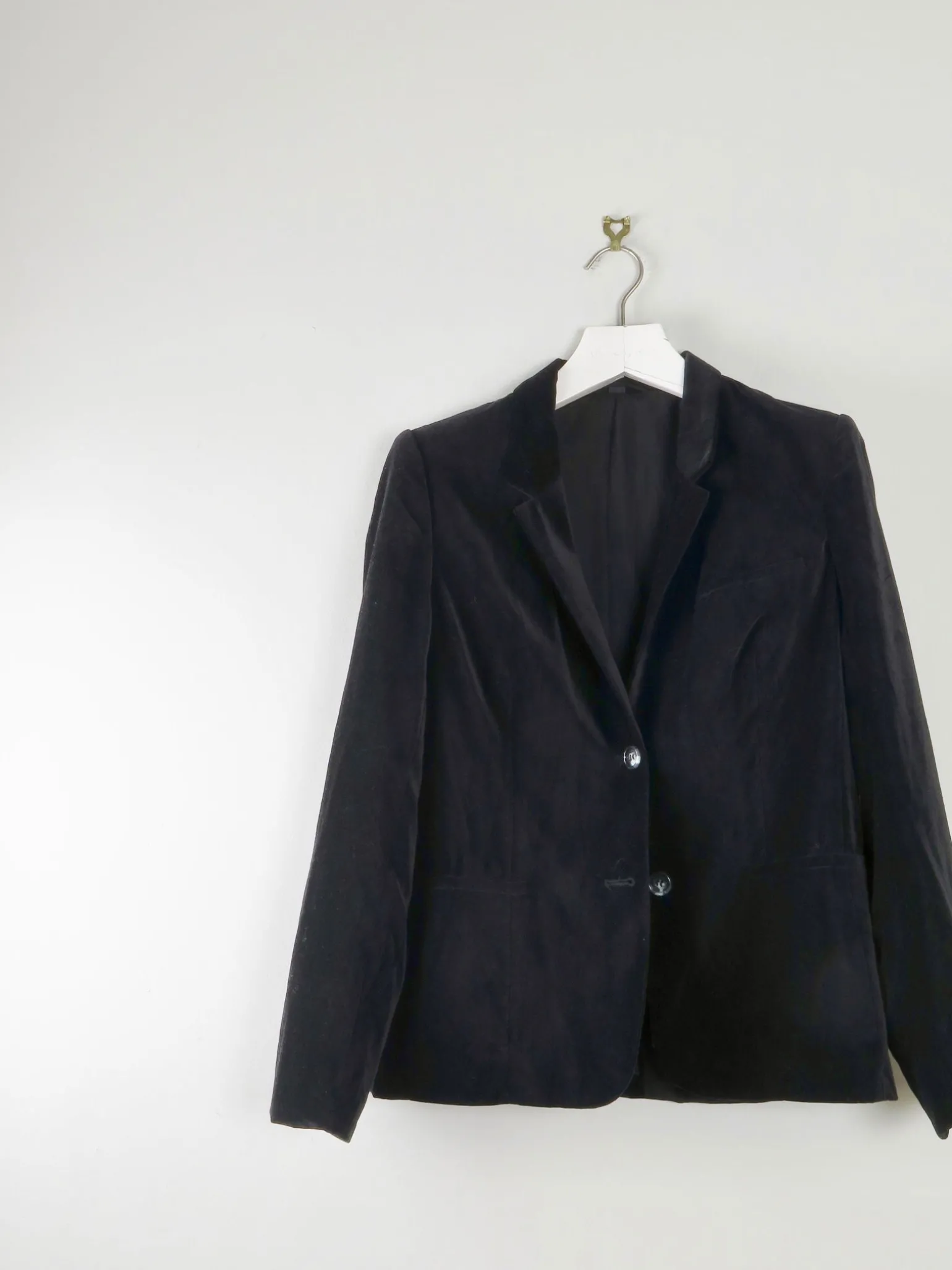 Women’s Vintage Black Velvet Tailored Jacket S