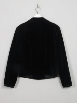 Women's Vintage Black Velvet Jacket With Sequin S/M