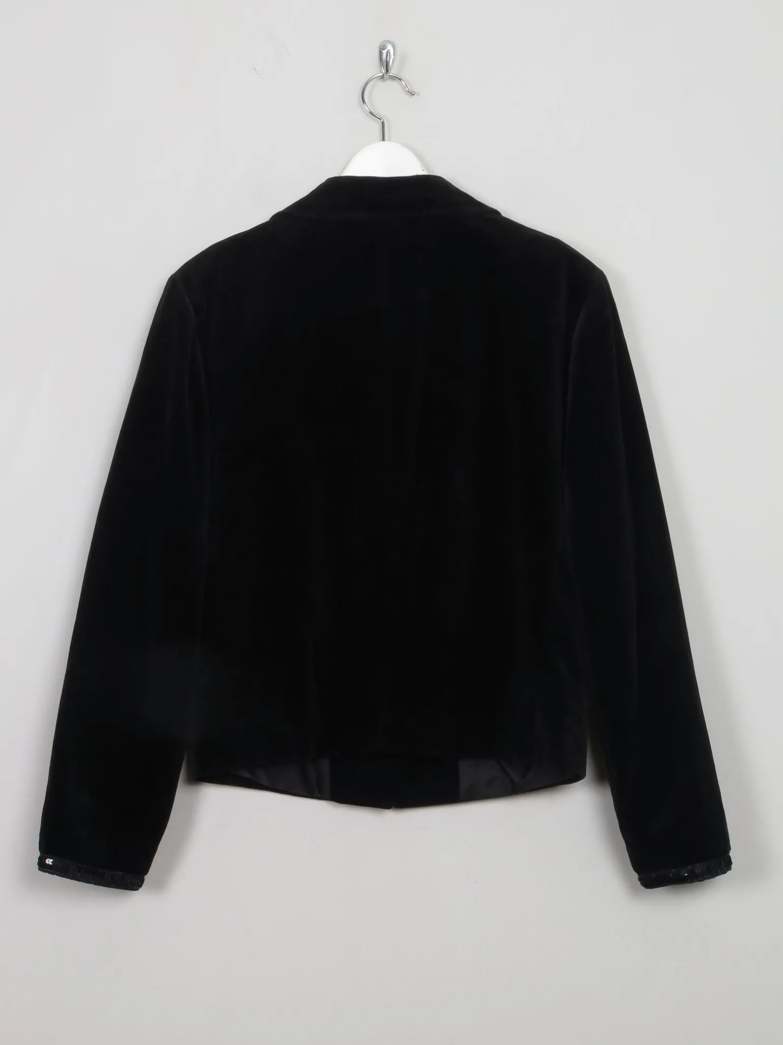 Women's Vintage Black Velvet Jacket With Sequin S/M
