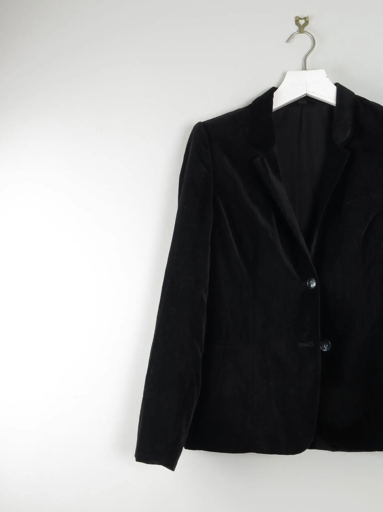 Women’s Vintage Black Velvet Tailored Jacket S
