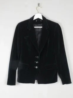 Womens Vintage Black Velvet Jacket XS