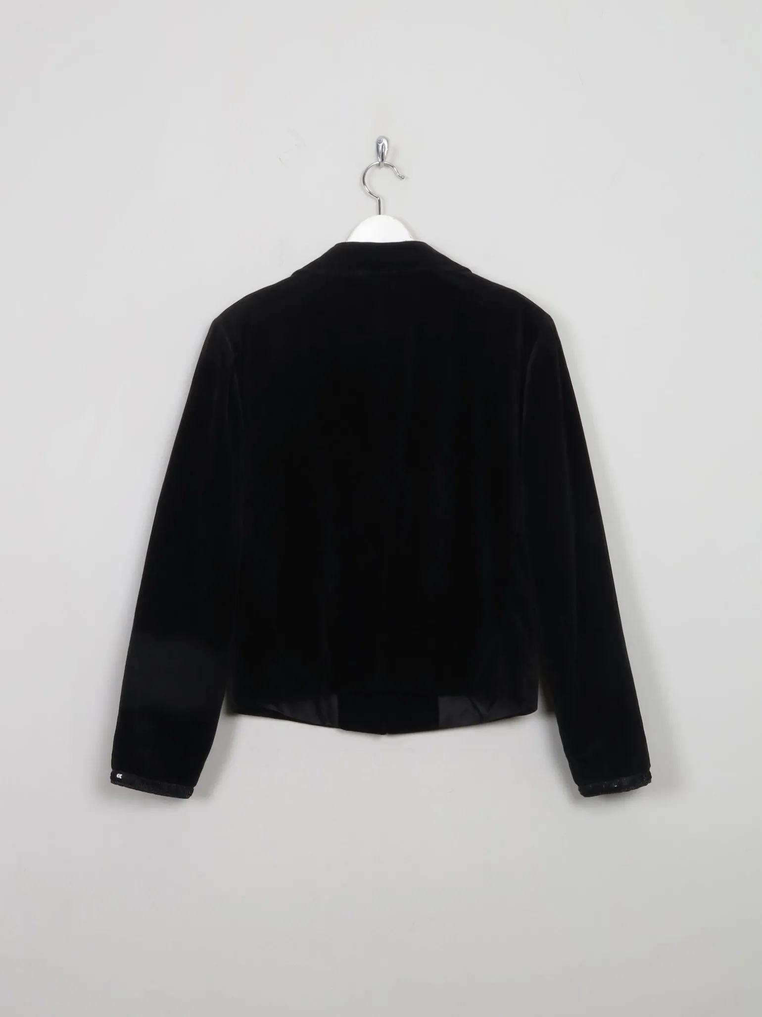 Women's Vintage Black Velvet Jacket With Sequin S/M