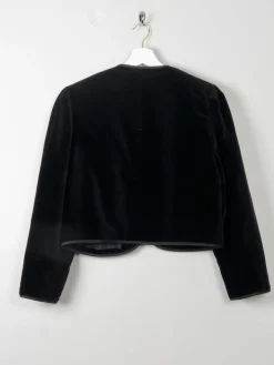 Women's Vintage Black Velvet Cropped Jacket M