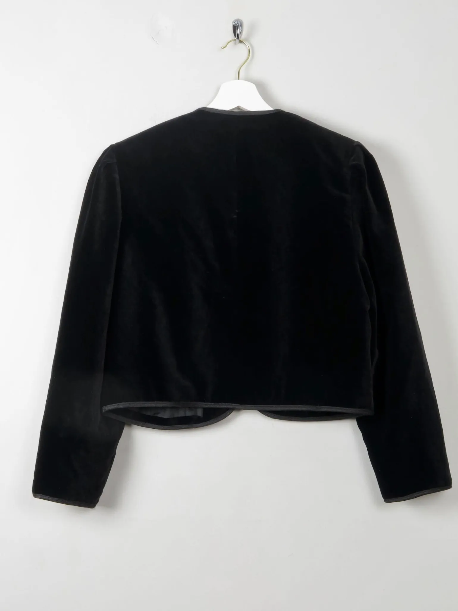 Women's Vintage Black Velvet Cropped Jacket M