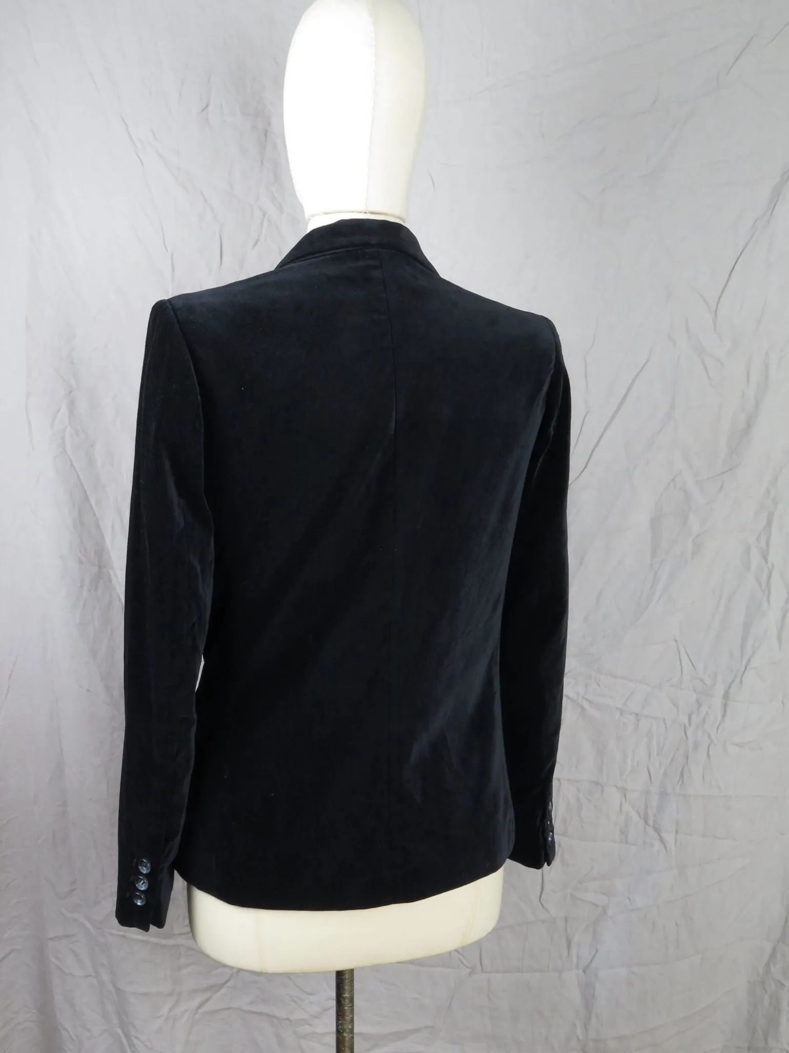 Women’s Vintage Black Velvet Tailored Jacket S