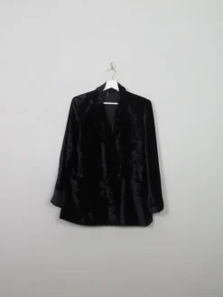 Women's Vintage Black Velvet Jacket L