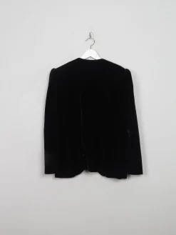 Women's Vintage Black Velvet Jacket With Pearls M