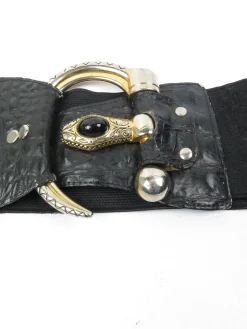 Women’s Vintage Black Waspie Snake Buckle Belt S/M