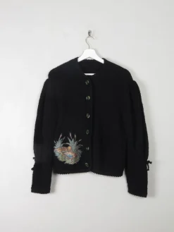 Women's Vintage Black Wool Austrian Cardigan M/L