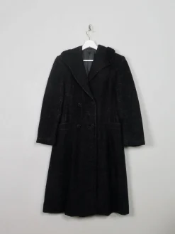 Women's Vintage Black Wool 1950s Coat S