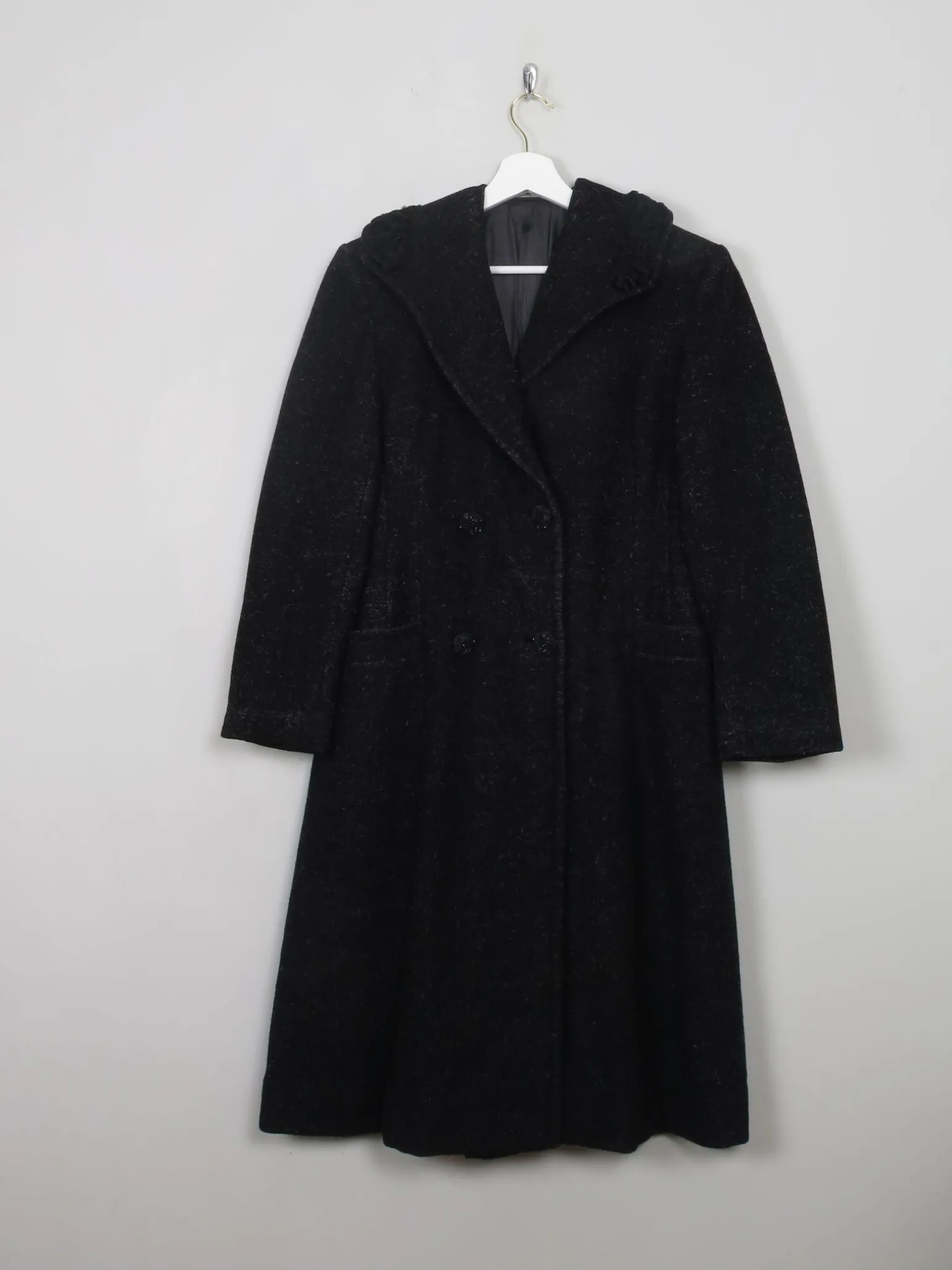 Women's Vintage Black Wool 1950s Coat S