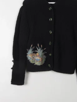 Women's Vintage Black Wool Austrian Cardigan M/L