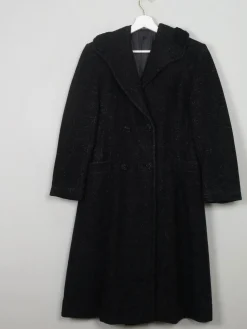 Women's Vintage Black Wool 1950s Coat S
