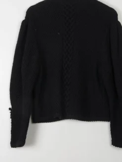 Women's Vintage Black Wool Austrian Cardigan M/L