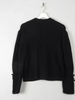 Women's Vintage Black Wool Austrian Cardigan M/L