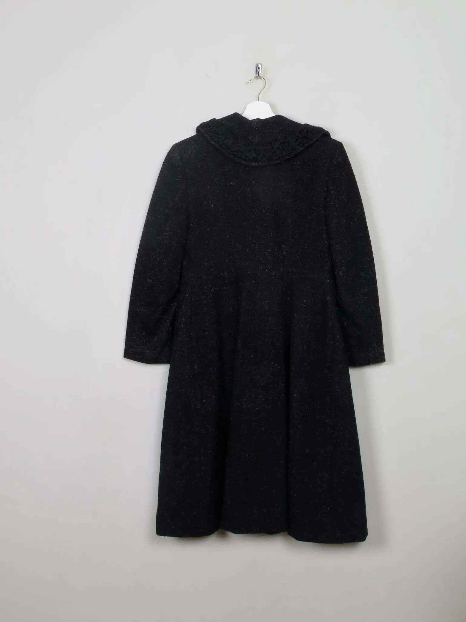 Women's Vintage Black Wool 1950s Coat S