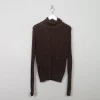 Women's Vintage Brown & Gold Polo Neck Top M/L