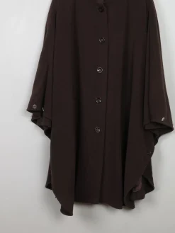 Women's Vintage Brown Cape Coat With Cashmere M/L