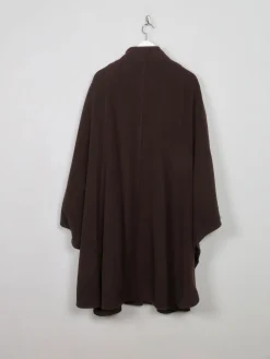 Women's Vintage Brown Cape Coat With Cashmere M/L