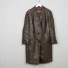Women's Vintage Brown Leather Coat M/L