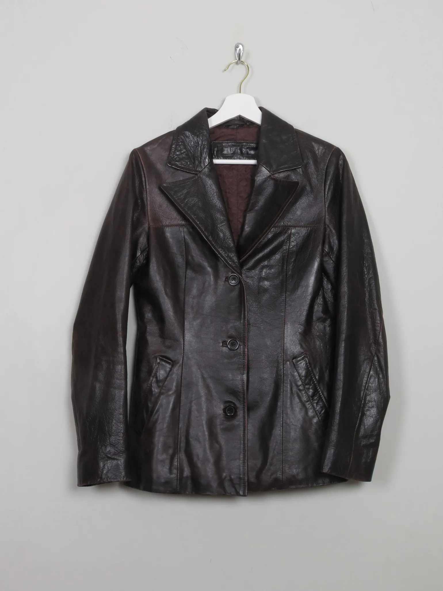 Women's Vintage Brown Leather Jacket S