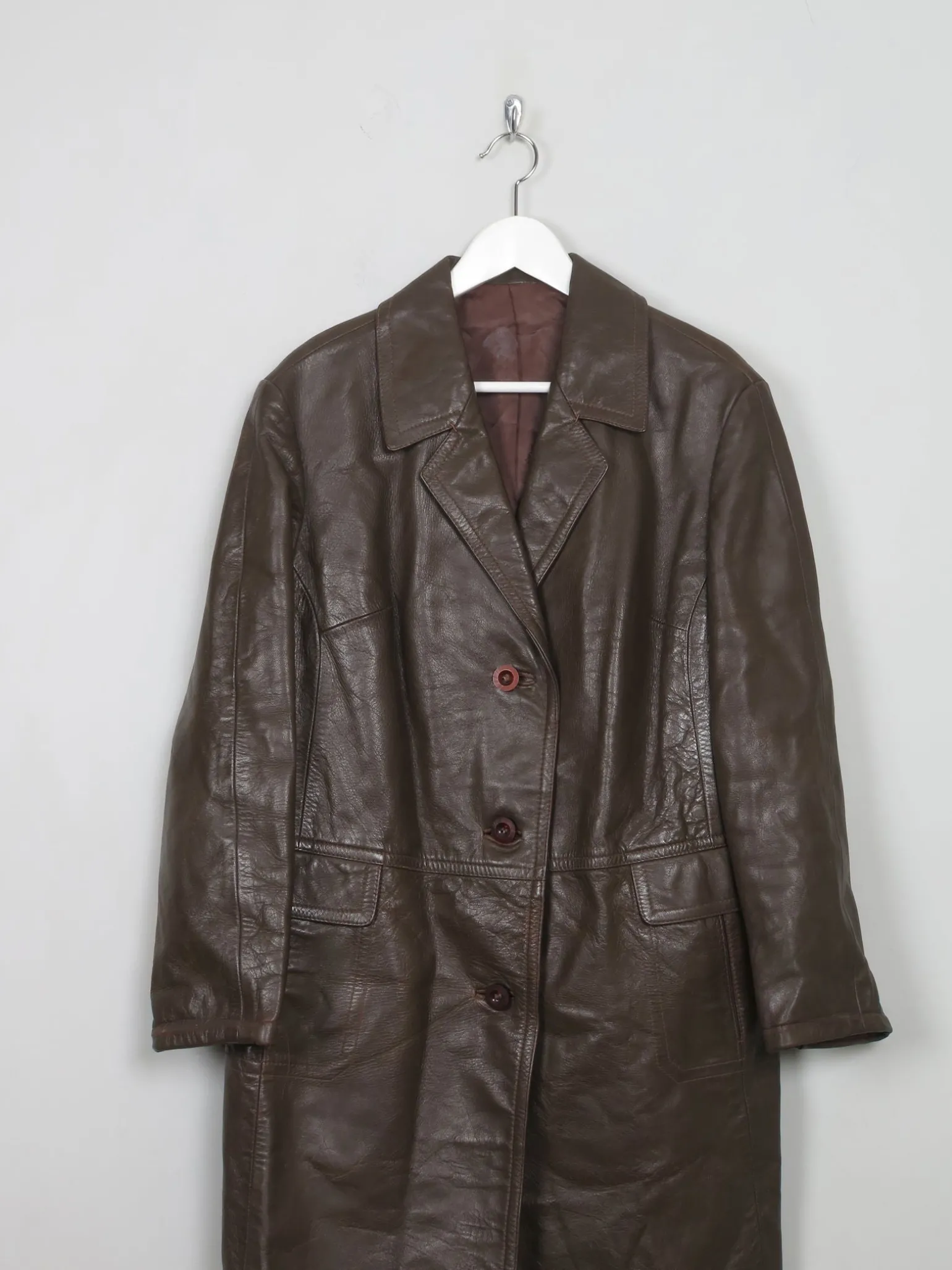 Women's Vintage Brown Leather Coat M/L