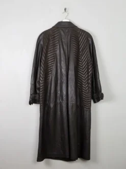 Women's Vintage Brown Leather Long Coat M/L