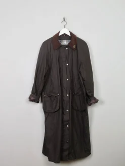 Women's Vintage Brown Long Wax Coat M