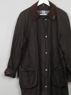 Women's Vintage Brown Long Wax Coat M