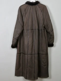 Women's Vintage Brown Shearling Long Coat M/L
