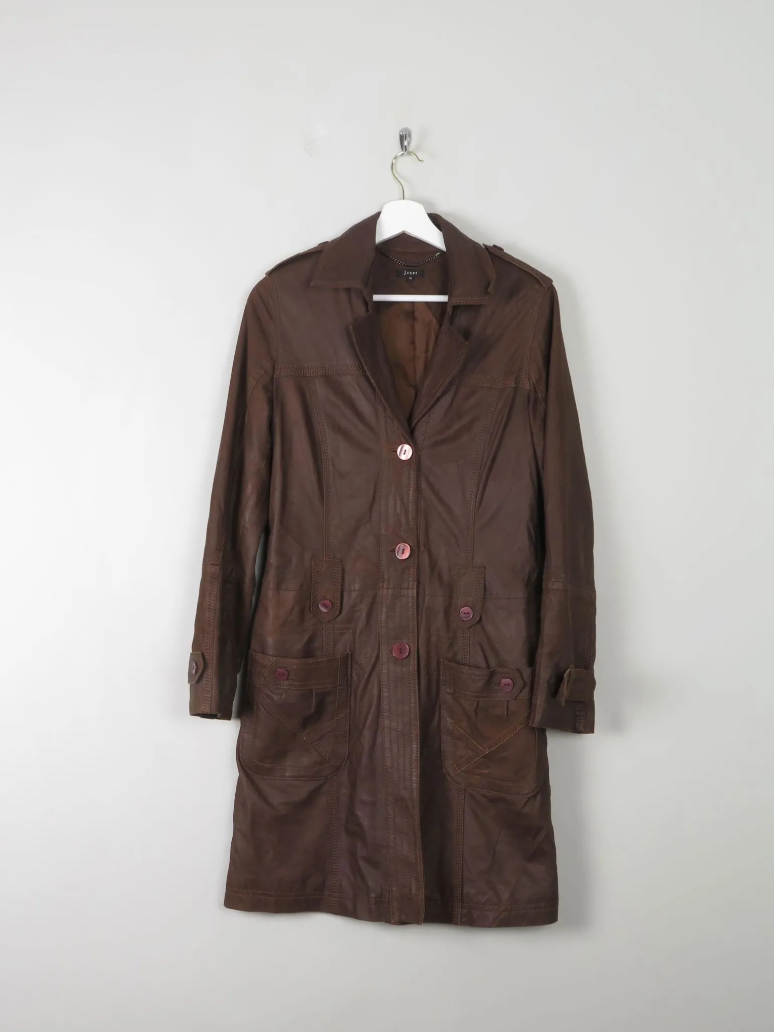 Women's Vintage Brown Short Leather Coat 8