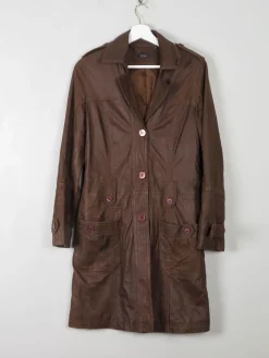 Women's Vintage Brown Short Leather Coat 8