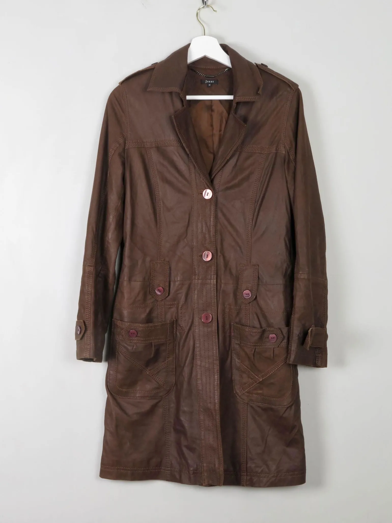 Women's Vintage Brown Short Leather Coat 8