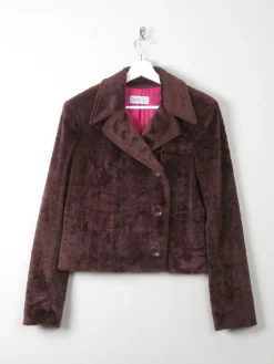 Women's Vintage Brown Velvet Cropped Jacket S
